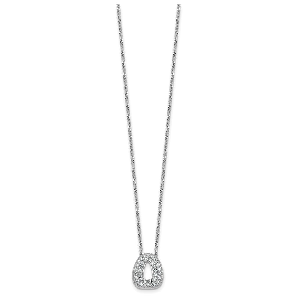 14k White Gold Lab Grown Diamond VS+ F+ Complete Letter 18 inch Initial Necklace