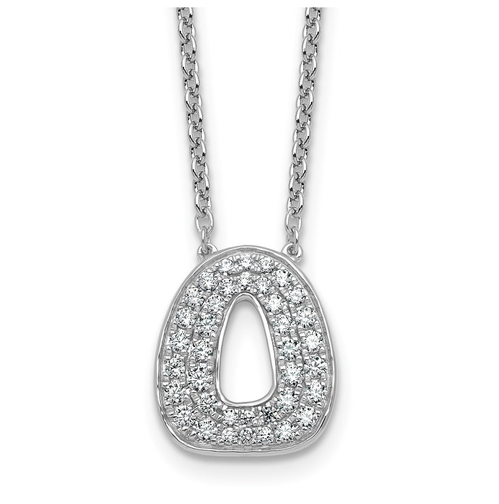 14k White Gold Lab Grown Diamond VS+ F+ Complete Letter 18 inch Initial Necklace