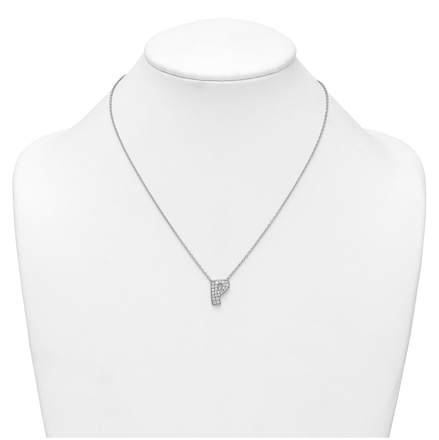 14k White Gold Lab Grown Diamond VS+ F+ Complete Letter 18 inch Initial Necklace