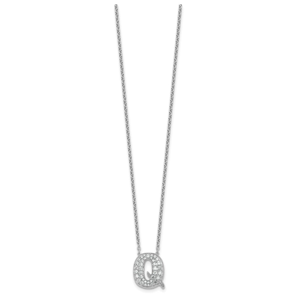 14k White Gold Lab Grown Diamond VS+ F+ Complete Letter 18 inch Initial Necklace
