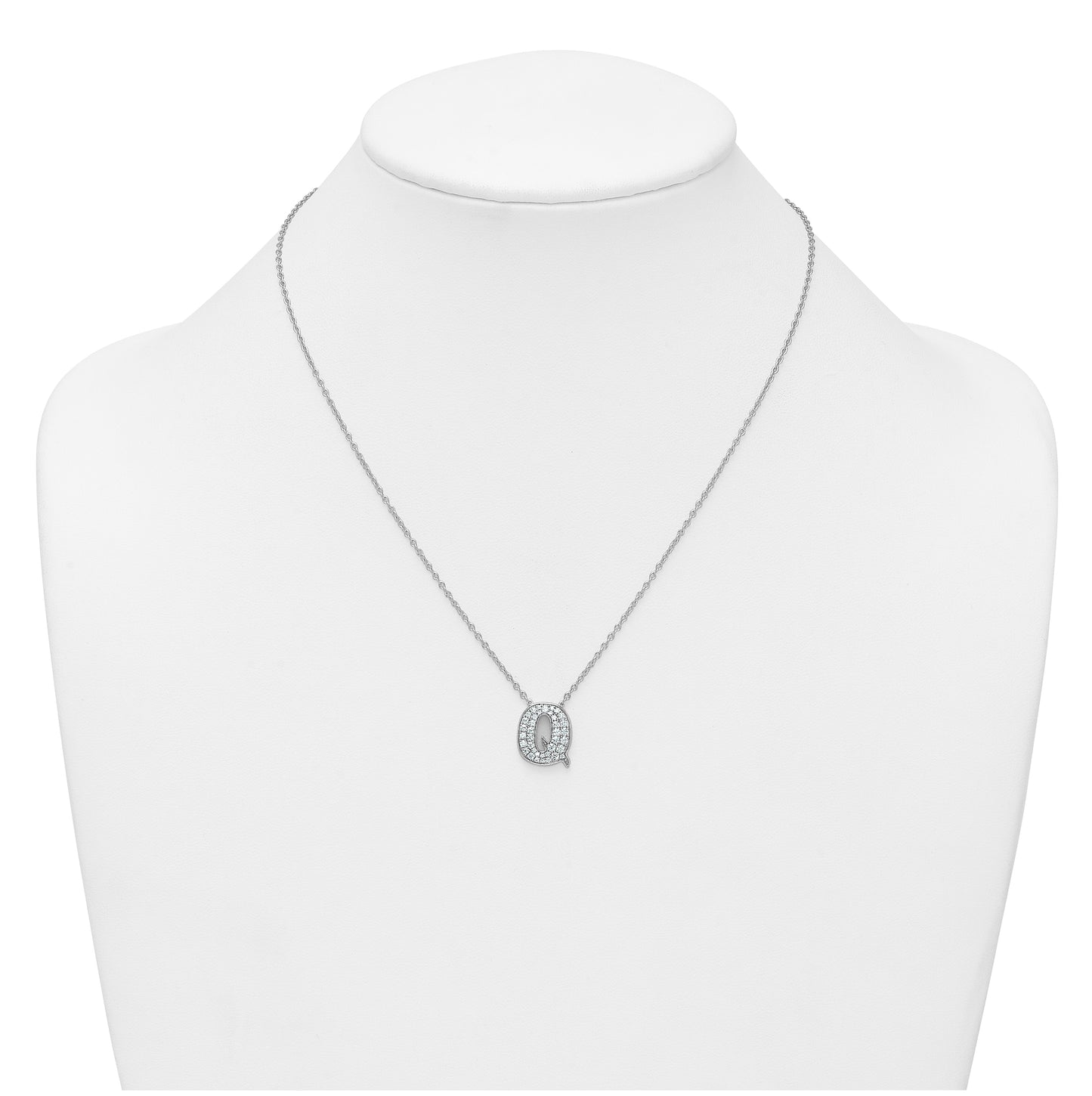 14k White Gold Lab Grown Diamond VS+ F+ Complete Letter 18 inch Initial Necklace