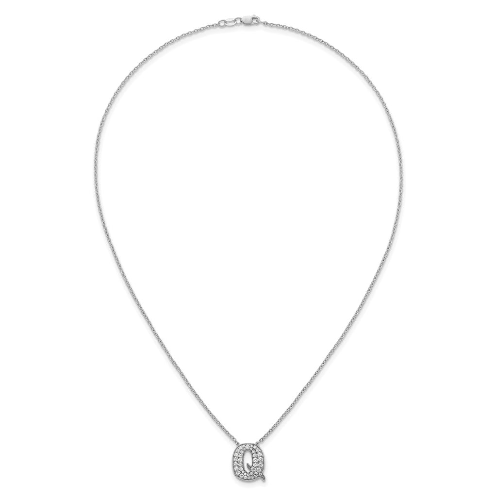 14k White Gold Lab Grown Diamond VS+ F+ Complete Letter 18 inch Initial Necklace