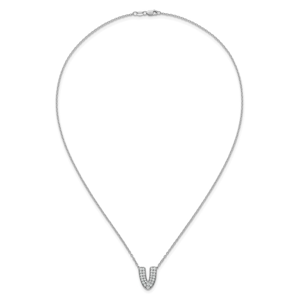 14k White Gold Lab Grown Diamond VS+ F+ Complete Letter 18 inch Initial Necklace