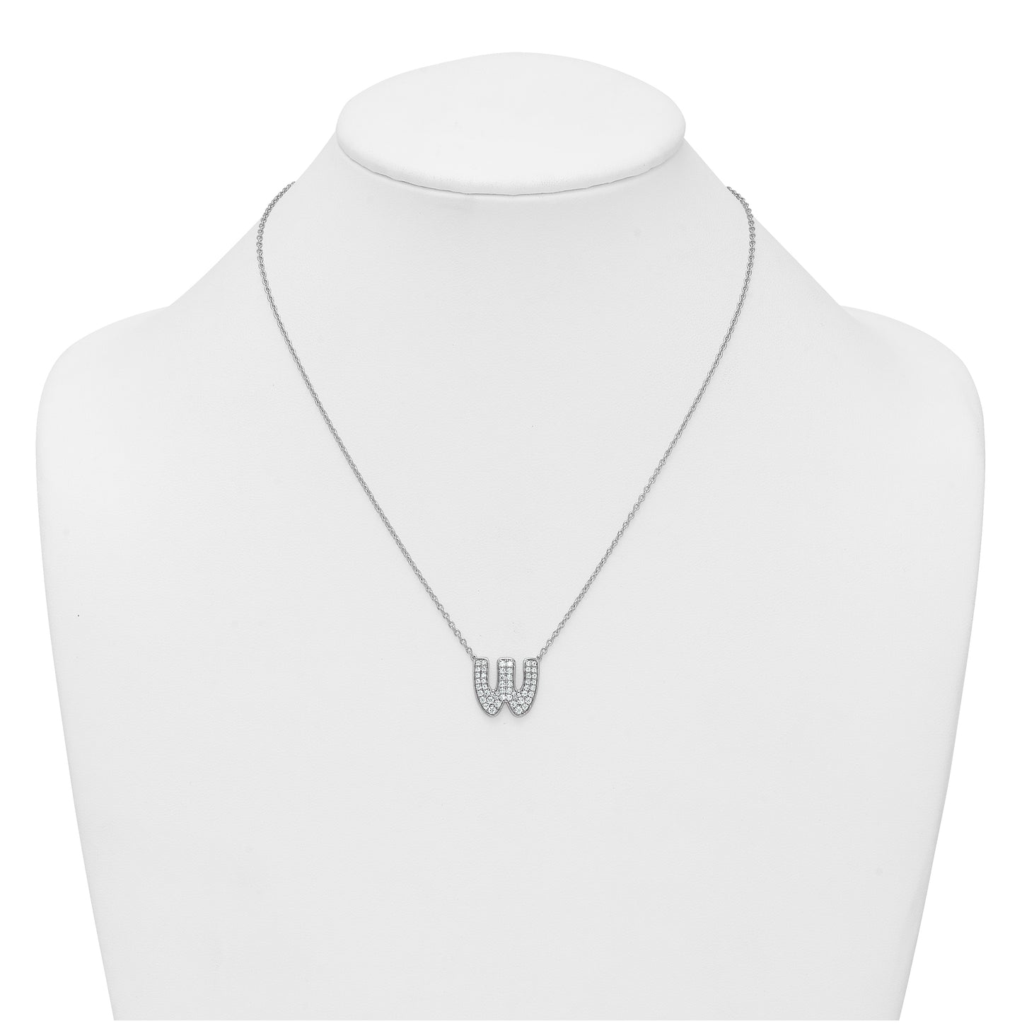 14k White Gold Lab Grown Diamond VS+ F+ Complete Letter 18 inch Initial Necklace