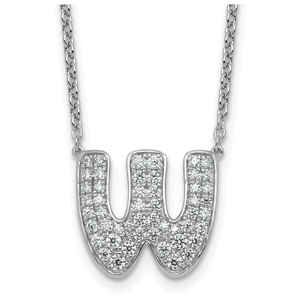 14k White Gold Lab Grown Diamond VS+ F+ Complete Letter 18 inch Initial Necklace