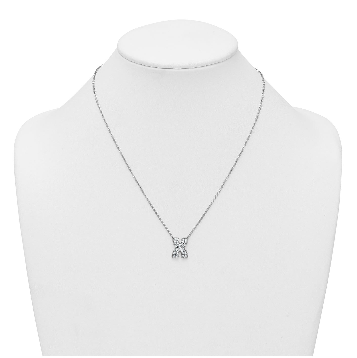 14k White Gold Lab Grown Diamond VS+ F+ Complete Letter 18 inch Initial Necklace