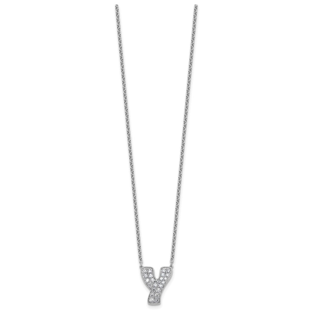 14k White Gold Lab Grown Diamond VS+ F+ Complete Letter 18 inch Initial Necklace