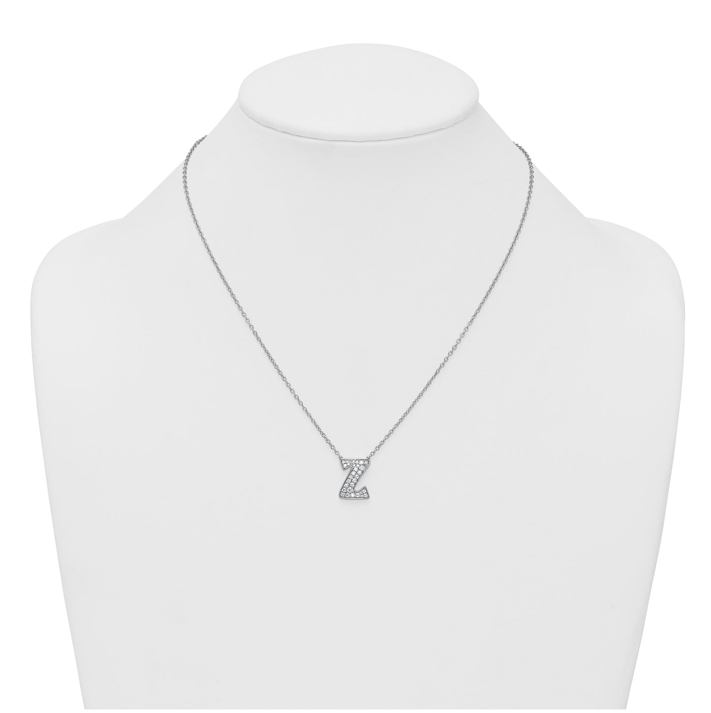 14k White Gold Lab Grown Diamond VS+ F+ Complete Letter 18 inch Initial Necklace