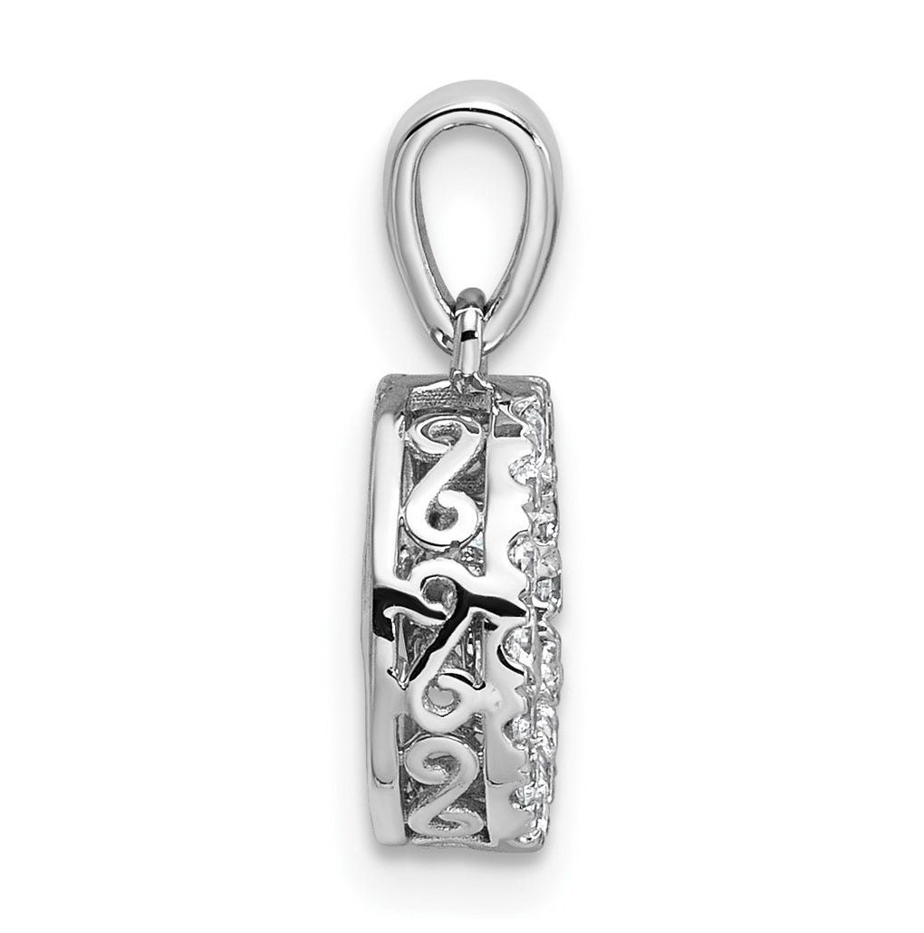 14k White Gold 3/4 carat Lab Grown Diamond VS+ F+ Complete Vibrant Circle Pendant