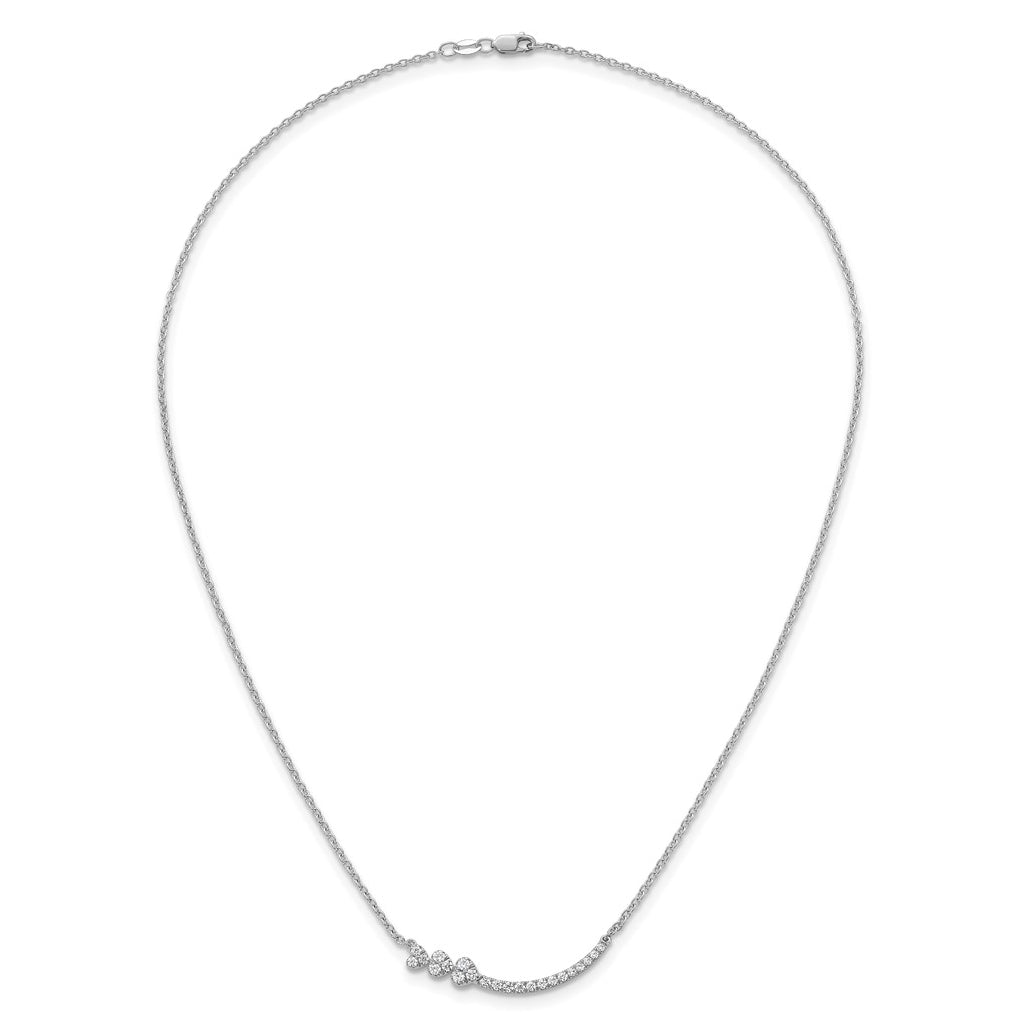14k White Gold 3/8 carat Lab Grown Diamond VS+ F+ Complete 18 inch Fashion Hearts Bar Necklace