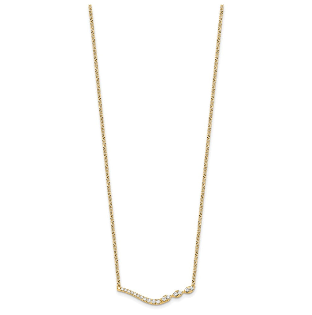 14k Yellow Gold 1/3 carat Lab Grown Diamond VS+ F+ Complete 18 inch Fashion Bar Necklace