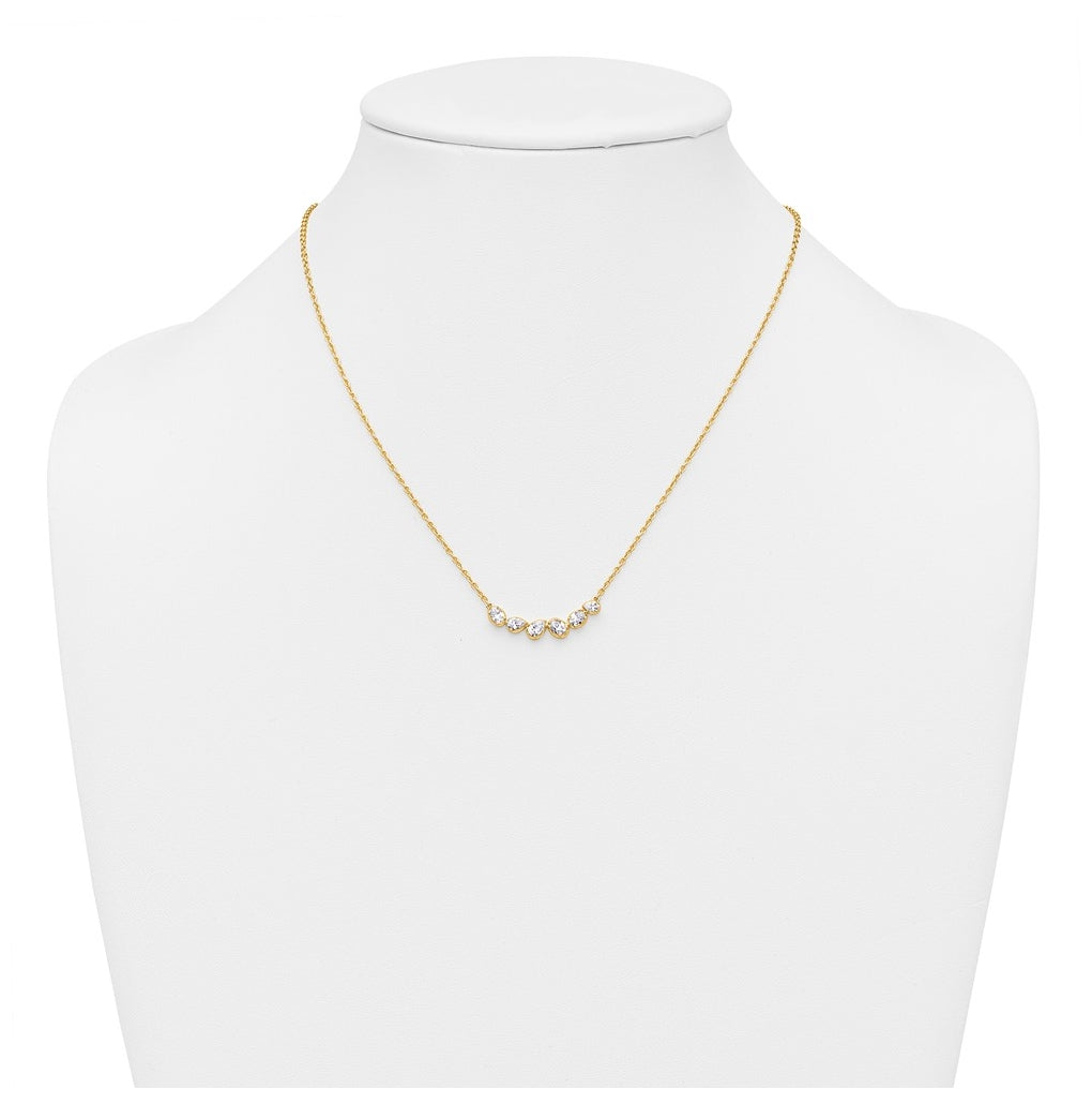 14k Yellow Gold 3/4 carat Lab Grown Diamond VS+ F+ Round Complete 18 inch Pear-Link Bar Necklace