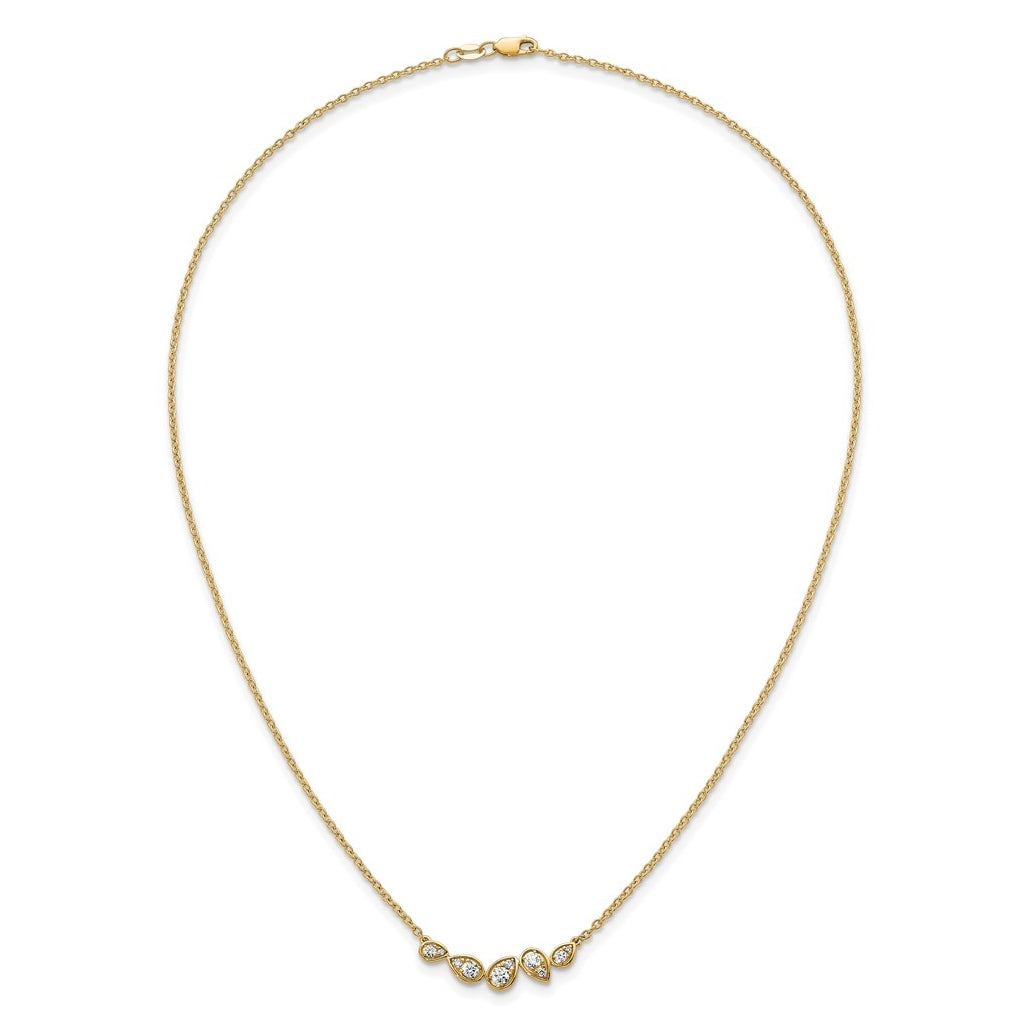 14k Yellow Gold 3/4 carat Lab Grown Diamond VS+ F+ Round Complete 18 inch Pear-Link Bar Necklace