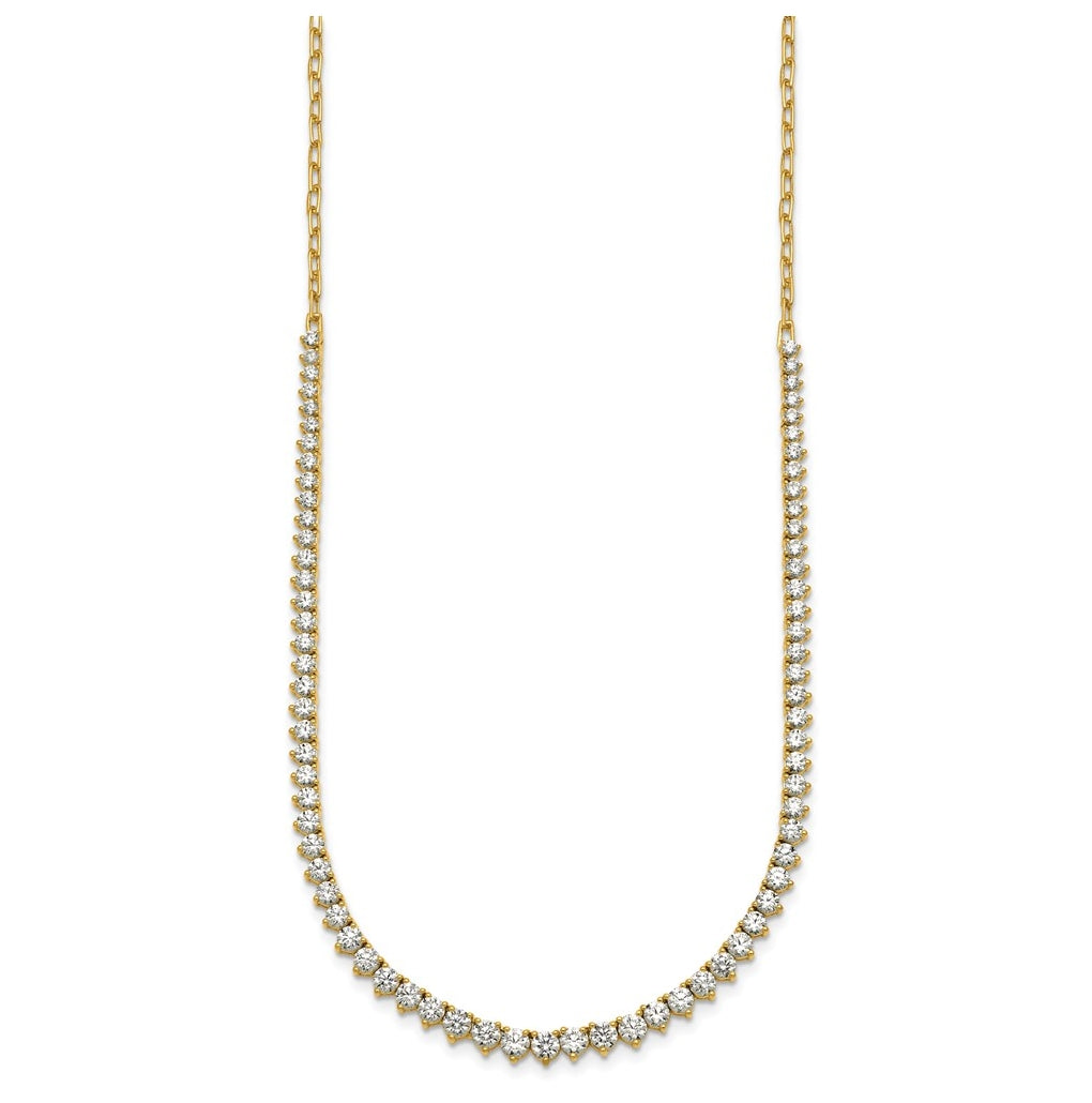14k Yellow Gold 4 carat Lab Grown Diamond VS+ F+ Complete 18 inch Fashion Tennis Necklace