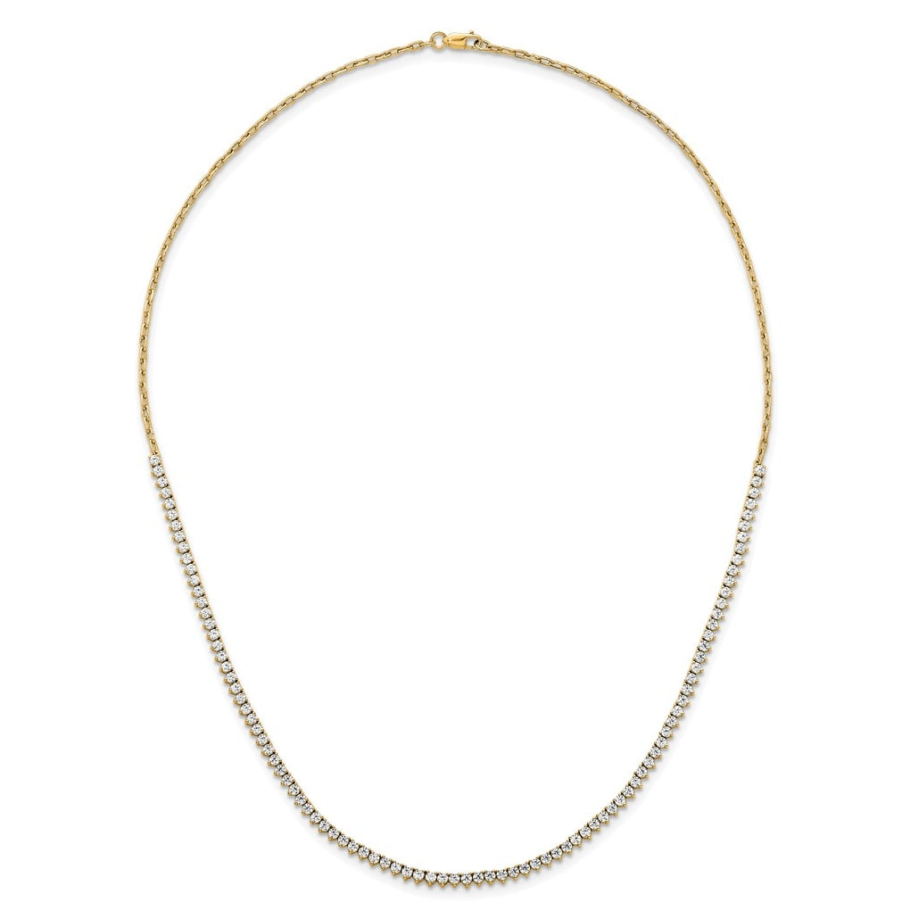 14k Yellow Gold 3 1/4 carat Lab Grown Diamond VS+ F+ Complete 18 inch Fashion Tennis Necklace
