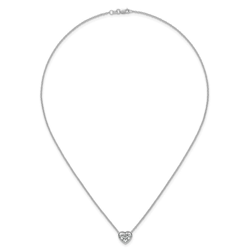14k White Gold 2 carat Certified Lab Grown Diamond VS+ F+ Heart Complete 18 inch Bezel Set Solitaire Necklace