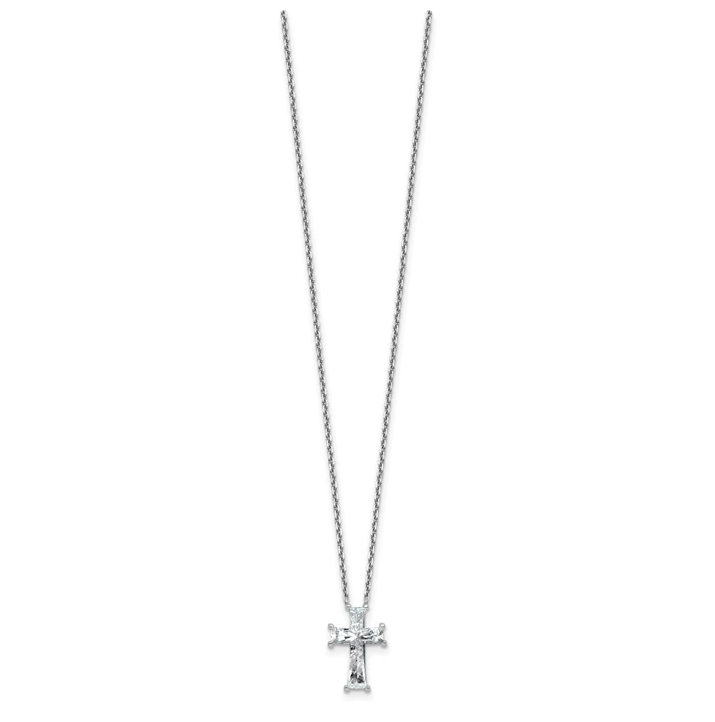14k White Gold 3 3/4 carat Lab Grown Diamond VS+ F+ Single Stone Complete Cross 18 inch Necklace