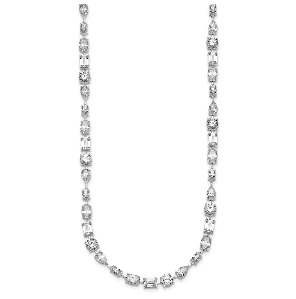 True Origin 14k White Gold 25 1/8 carat Lab Grown Diamond VS+ F+ Complete Mixed Bezel-Set Necklace