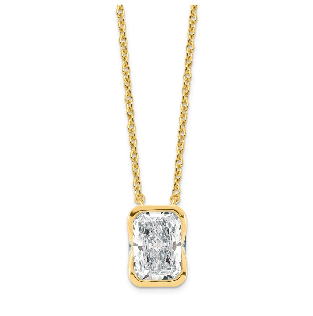 14K Yellow Gold Cert Radiant LabGrown Dia VS+ F+ Comp Pendant Necklace – Elegant Jewelry Gift for Birthday, Anniversary, Engagement, Wedding