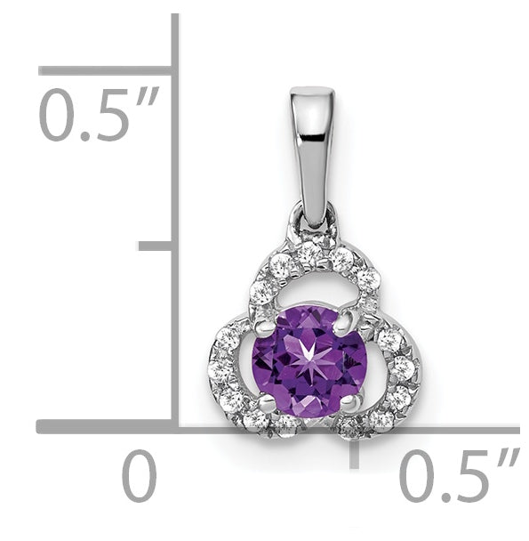 10k White Gold Amethyst/Diamond Pendant