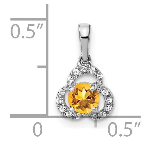 10k White Gold Citrine/Diamond Pendant
