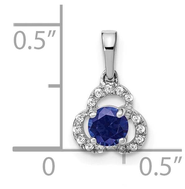 10k White Gold Created Sapphire/Diamond Pendant