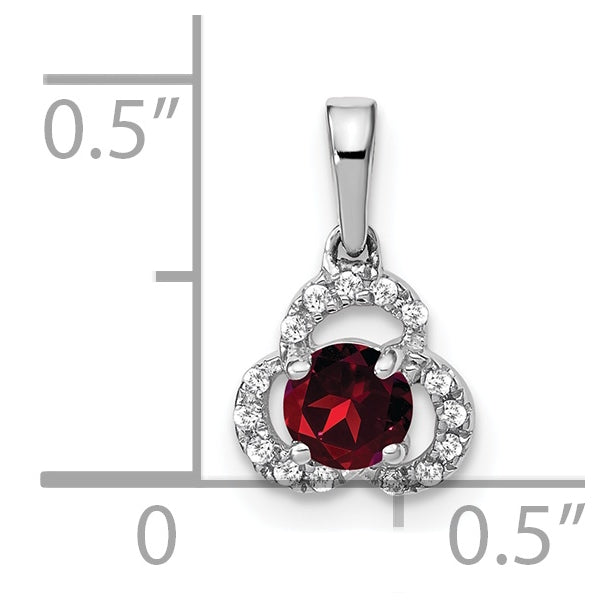 10k White Gold Garnet/Diamond Pendant