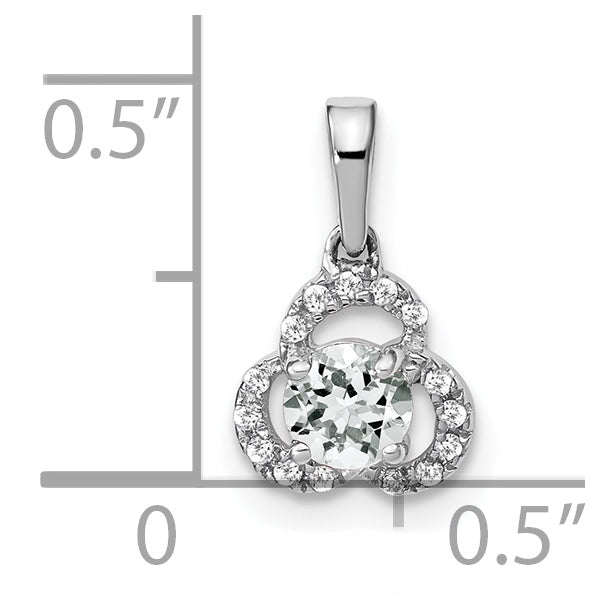 10k White Gold White Topaz/Diamond Pendant