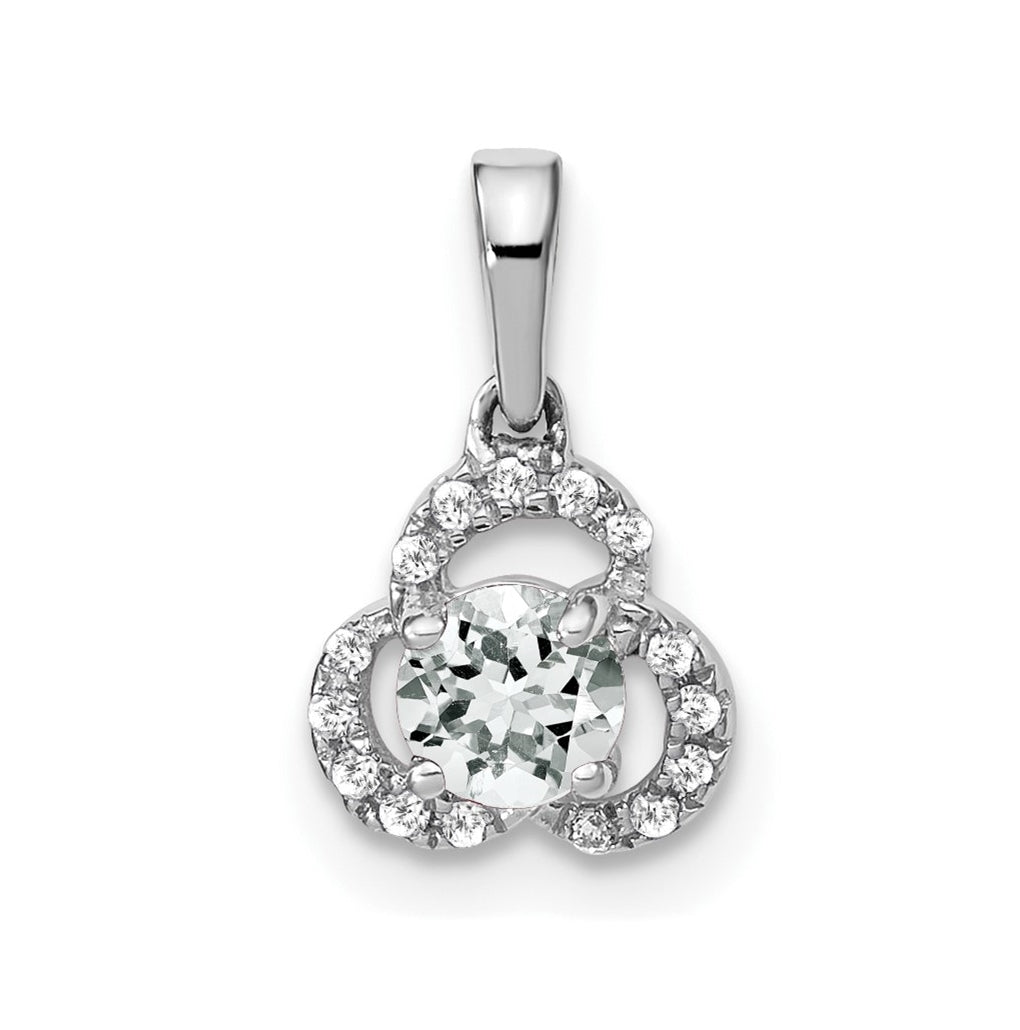 10k White Gold White Topaz/Diamond Pendant