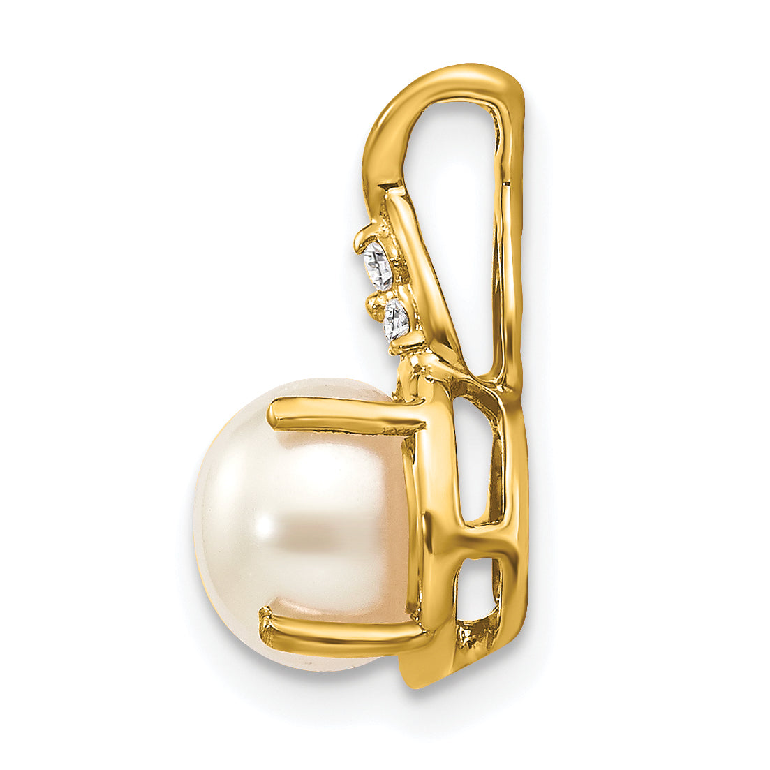 14K Yellow Gold FWC Pearl and Diamond Pendant