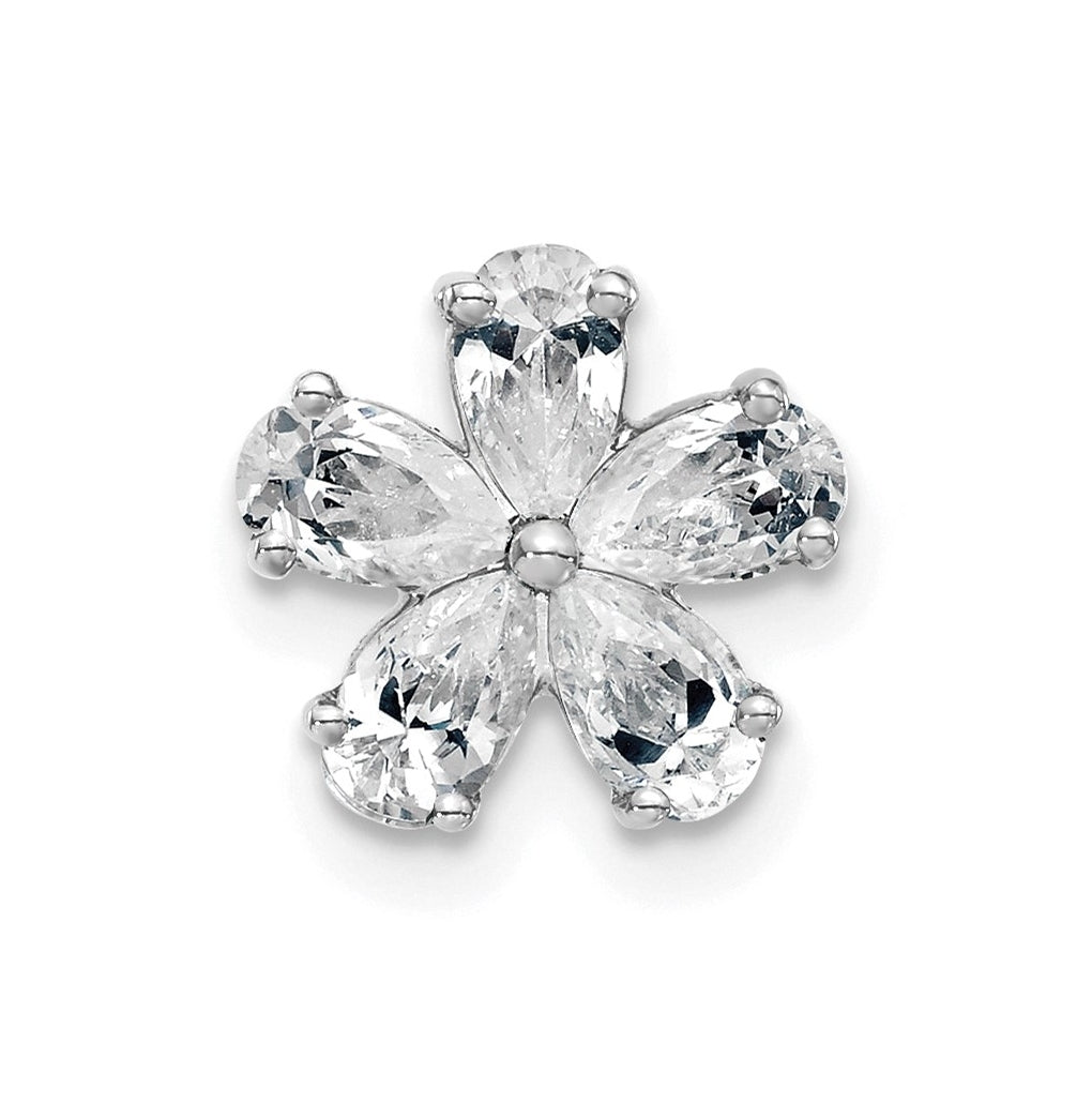 14k White Gold 1 carat Lab Grown Diamond VS+ F+ Complete Flower Chain Slide Pendant