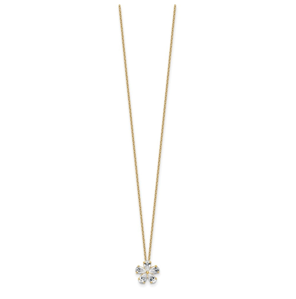 14k Yellow Gold 1 carat Lab Grown Diamond VS+ F+ Complete 18 inch Flower Pendant Necklace
