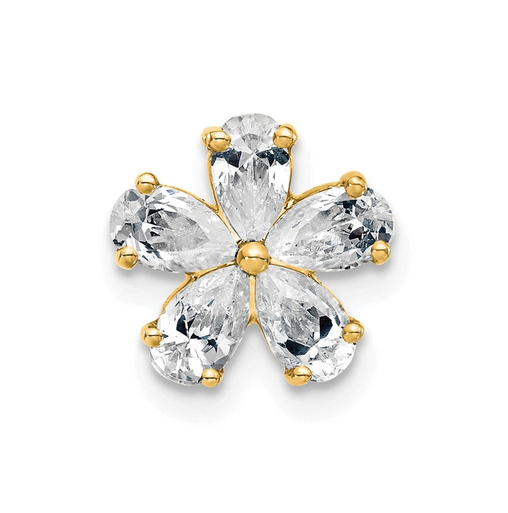 14k Yellow Gold 1 carat Lab Grown Diamond VS+ F+ Complete Flower Chain Slide Pendant