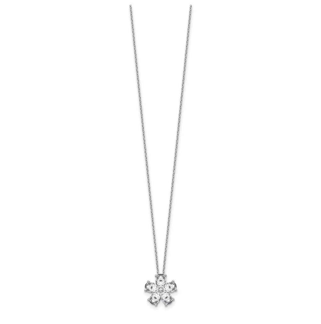 14k White Gold 2 carat Lab Grown Diamond VS+ F+ Complete 18 inch Flower Pendant Necklace
