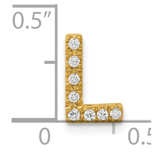 10K Yellow Gold Diamond Letter L Initial Charm
