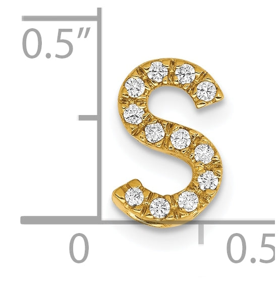 10K Yellow Gold Diamond Letter S Initial Charm