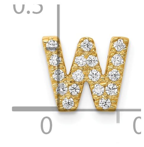 10K Yellow Gold Diamond Letter W Initial Charm
