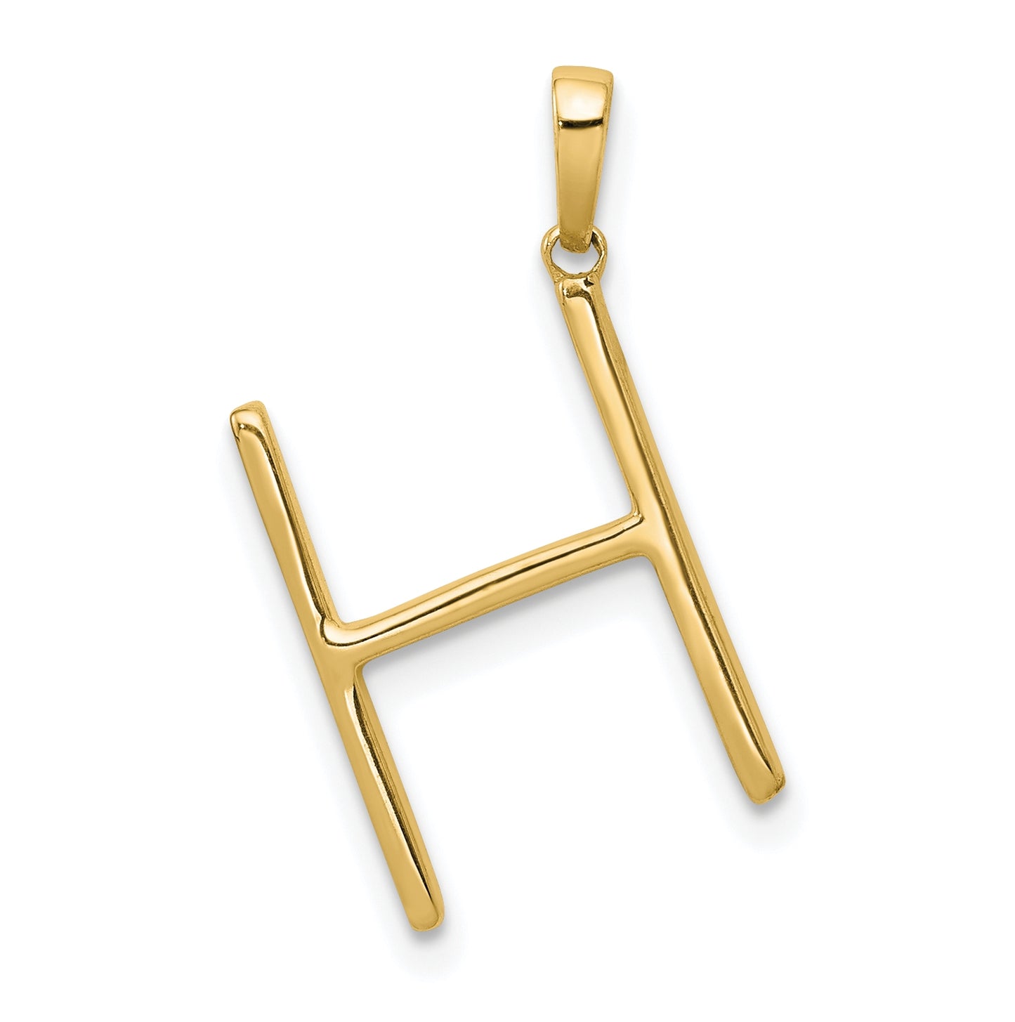 14K Yellow Gold Diamond Letter H Initial Pendants