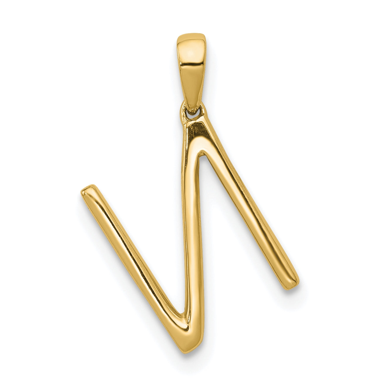 14K Yellow Gold Diamond Letter N Initial Pendants
