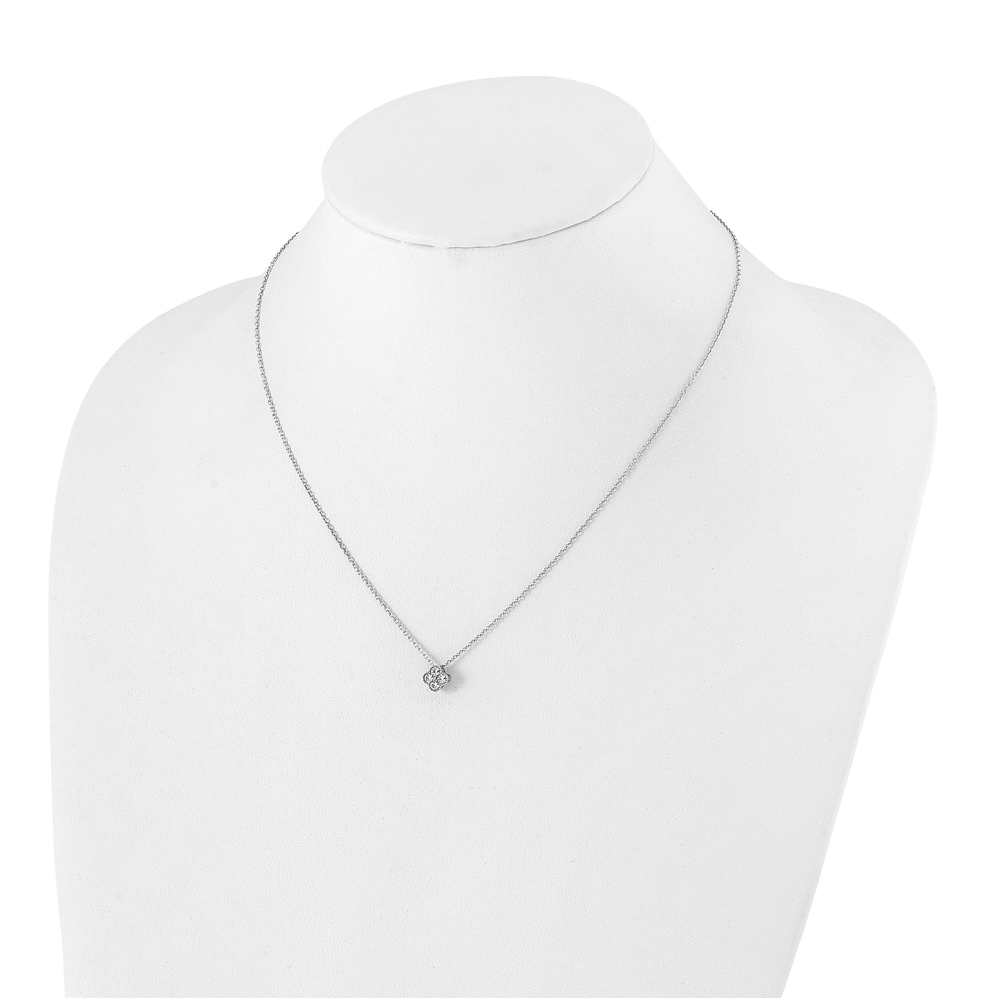 True Origin 14K White Gold 1/4 carat Lab Grown Diamond VS/SI D E F Bloom Floral 18 inch Necklace