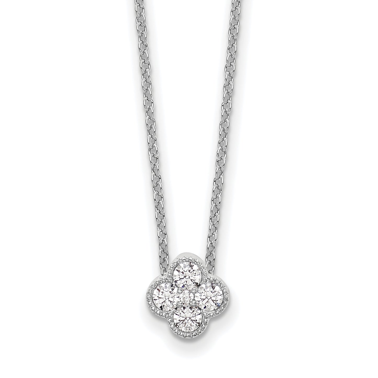 True Origin 14K White Gold 1/4 carat Lab Grown Diamond VS/SI D E F Bloom Floral 18 inch Necklace