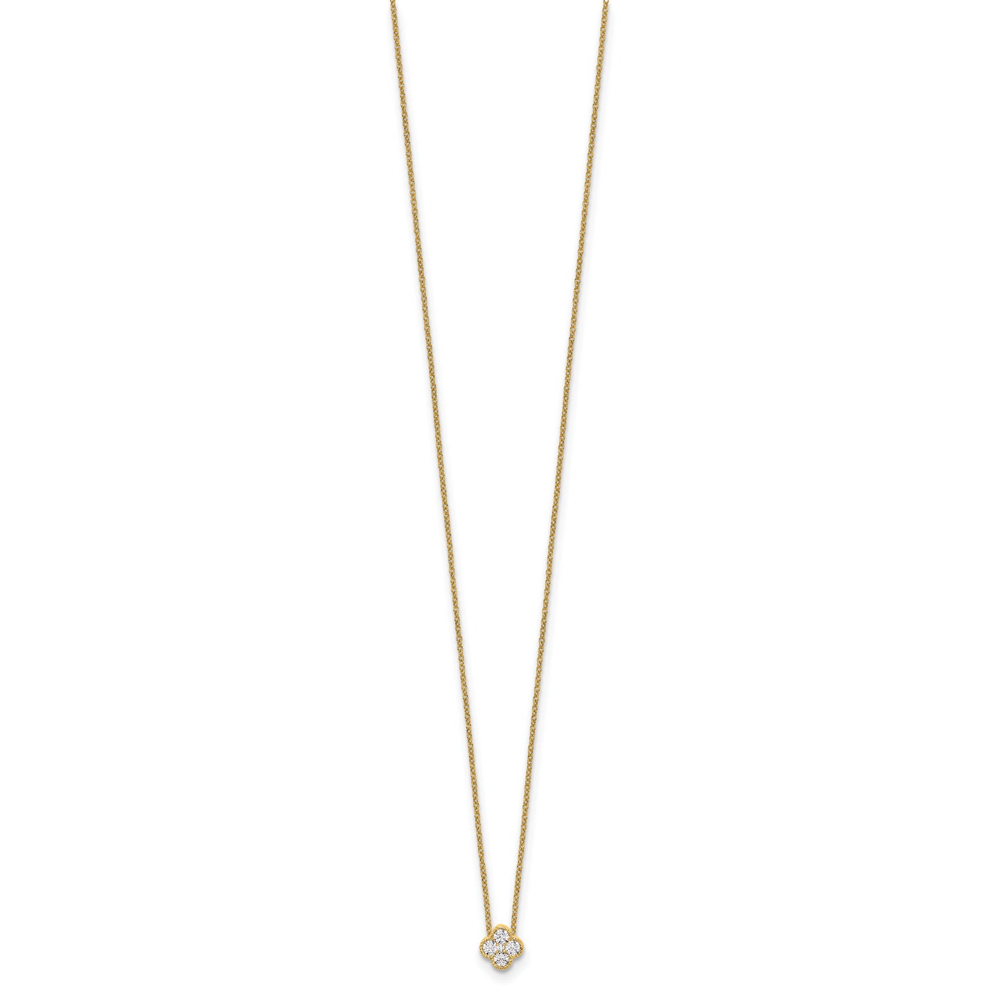 True Origin 14K Yellow Gold 1/4 carat Lab Grown Diamond VS/SI D E F Bloom Floral 18 inch Necklace