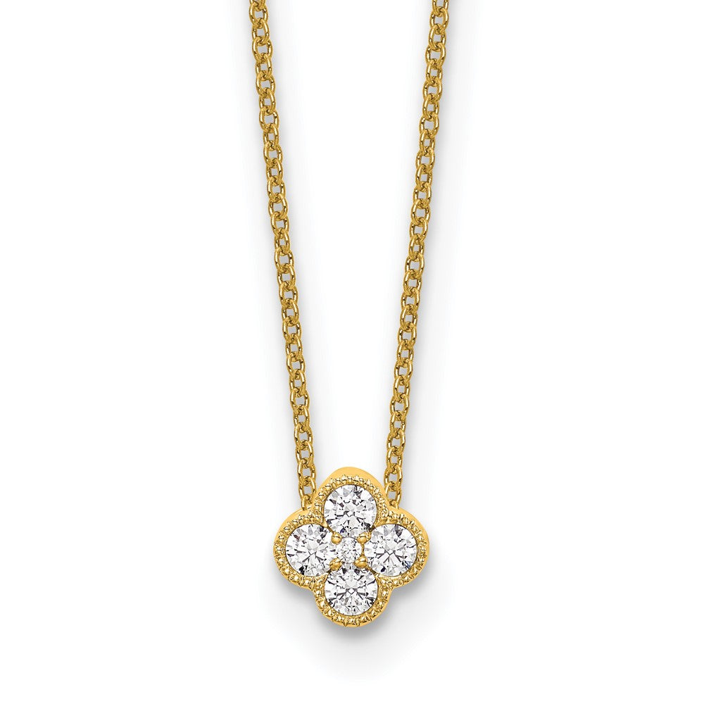 True Origin 14K Yellow Gold 1/4 carat Lab Grown Diamond VS/SI D E F Bloom Floral 18 inch Necklace