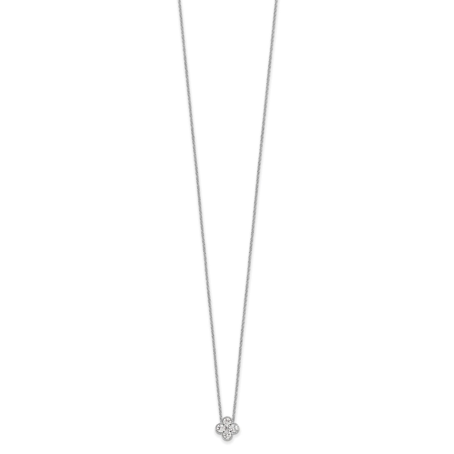 True Origin 14K White Gold 1/2 carat Lab Grown Diamond VS/SI D E F Bloom Floral 18 inch Necklace