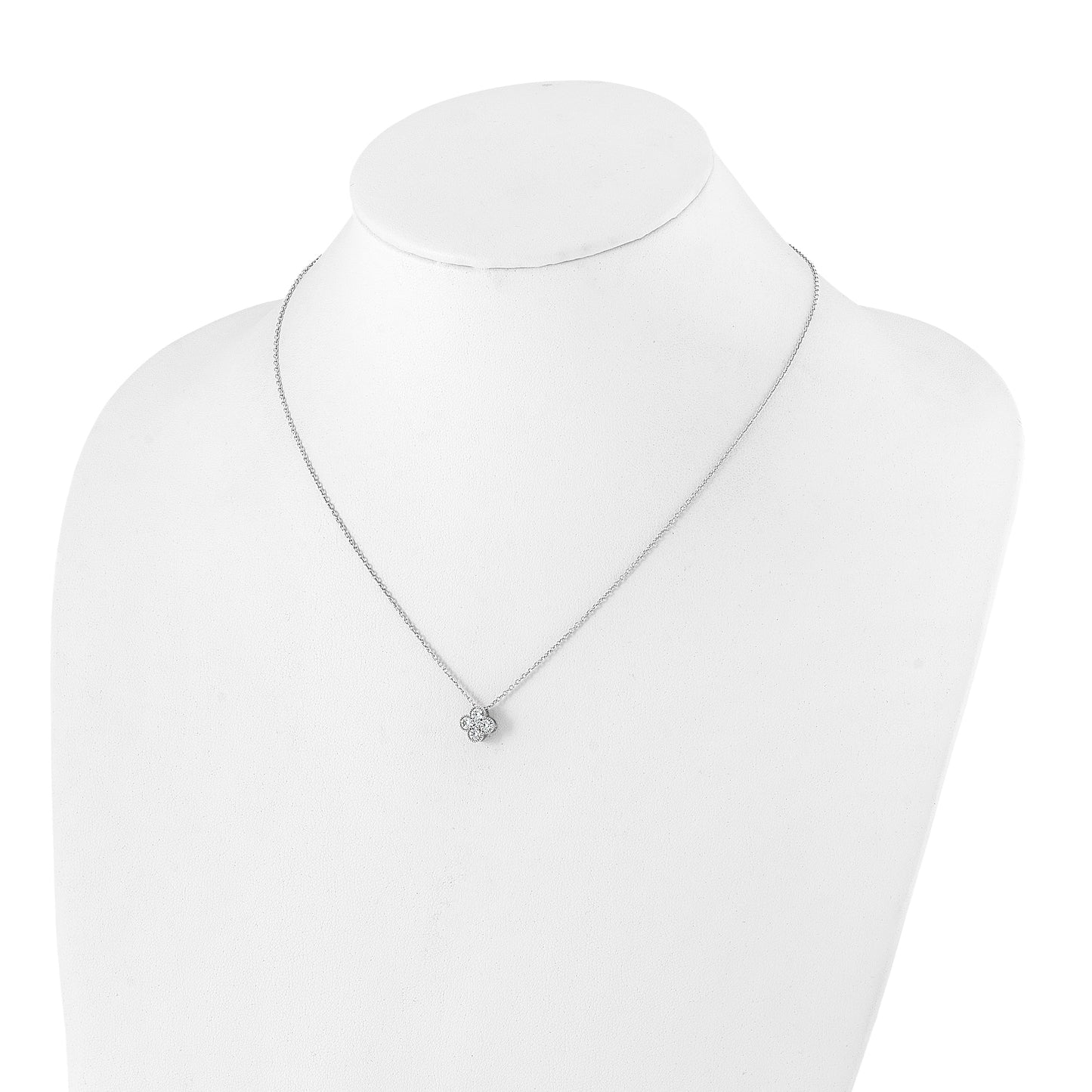 True Origin 14K White Gold 1/2 carat Lab Grown Diamond VS/SI D E F Bloom Floral 18 inch Necklace