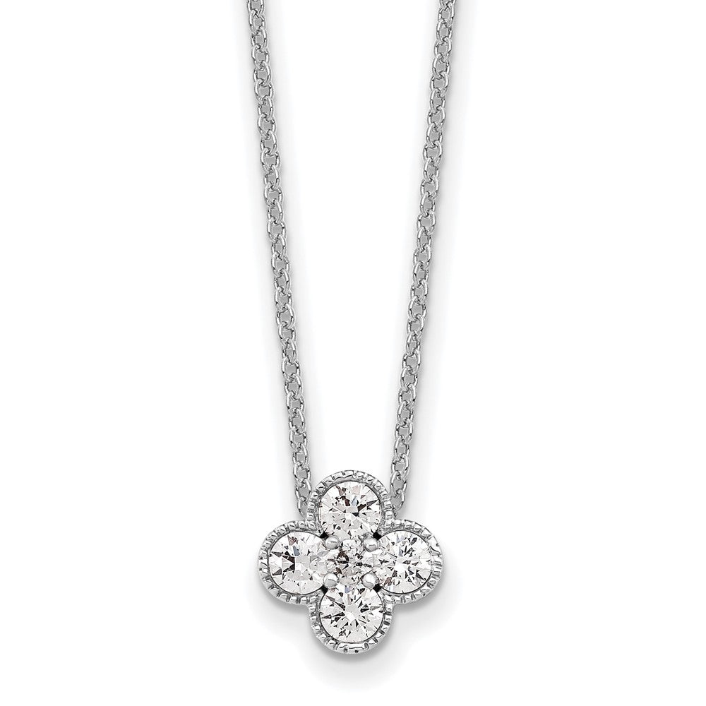 True Origin 14K White Gold 1/2 carat Lab Grown Diamond VS/SI D E F Bloom Floral 18 inch Necklace