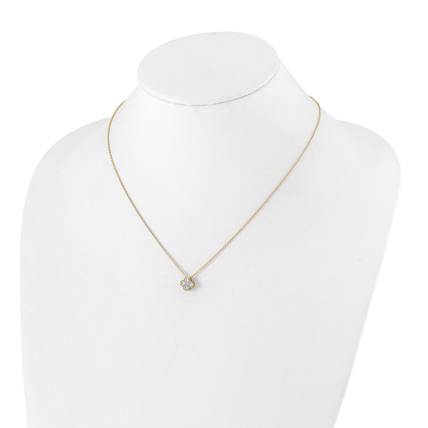 True Origin 14K Yellow Gold 1/2 carat Lab Grown Diamond VS/SI D E F Bloom Floral 18 inch Necklace