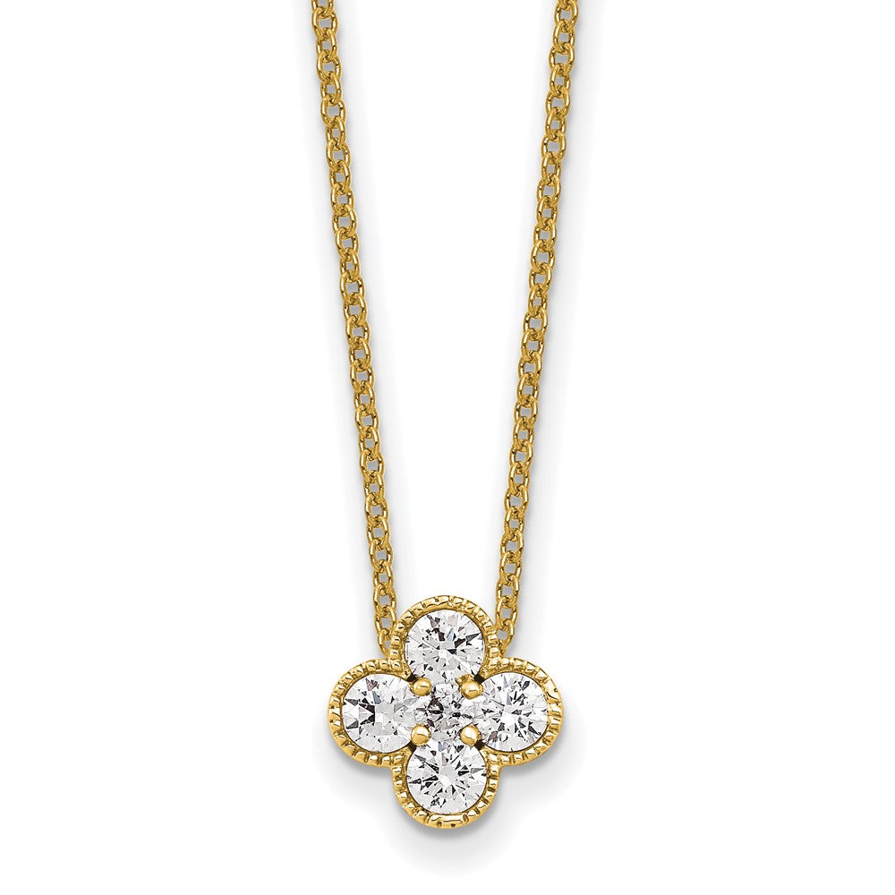 True Origin 14K Yellow Gold 1/2 carat Lab Grown Diamond VS/SI D E F Bloom Floral 18 inch Necklace