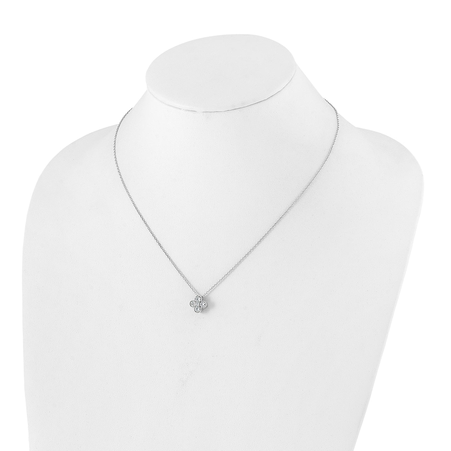 True Origin 14K White Gold 3/4 carat Lab Grown Diamond VS/SI D E F Bloom Floral 18 inch Necklace