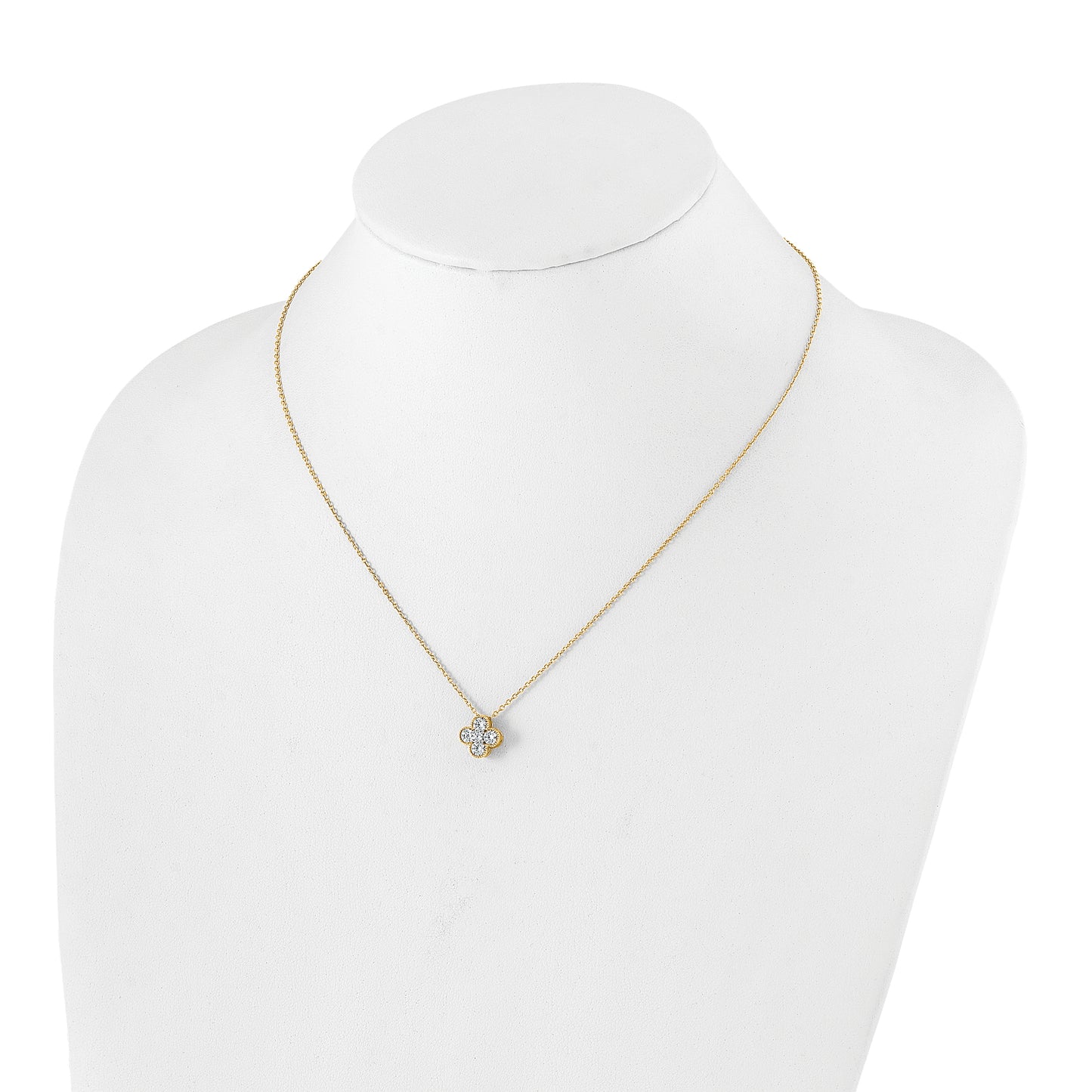 True Origin 14K Yellow Gold 3/4 carat Lab Grown Diamond VS/SI D E F Bloom Floral 18 inch Necklace